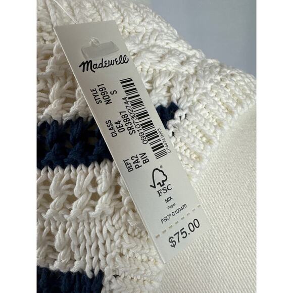 Madewell 100% Cotton Blue/Cream Striped Knit Tank Sweater Size SM - Picture 4 of 6